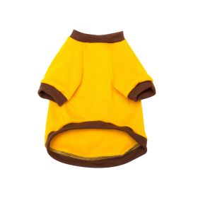 Pet Clothes Fleece-lined Thickened Solid Color Hoodie (Option: Brown yellow-L)