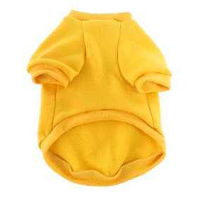 Pet Clothes Fleece-lined Thickened Solid Color Hoodie (Option: Yellow-XL)